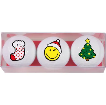 Dárková krabička SPORTIQUES dárkové balení míčků Smiley Xmas - ponožka, smajlík, strom