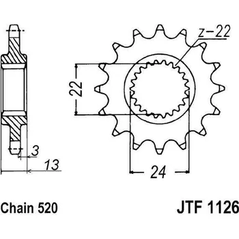 Řetězová sada pro motocykl Řetězové kolečko JT JTF 1126-16 16 zubů, 520