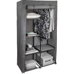 HomeLife Textilní šatní skříň s policemi šedá