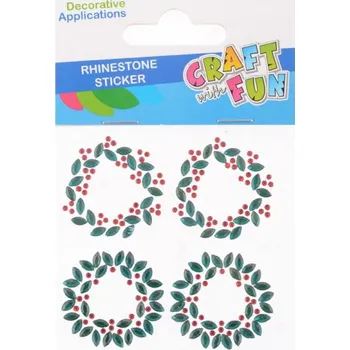 Vánoční dekorace Nálepky vánoční 4ks Věnec z cesmíny, krystalky