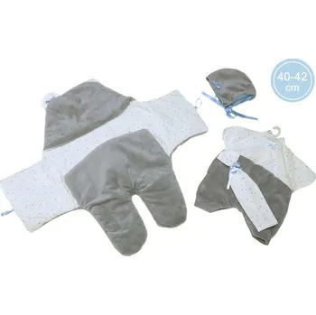 Llorens Obleček pro panenku miminko New Born velikosti 40-42 cm 2dílný šedý