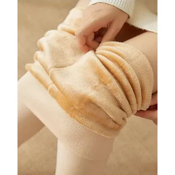 Dámské kalhoty Dámské zimní zateplené legíny s příměsí kašmíru Barva: Béžová, Velikost: L