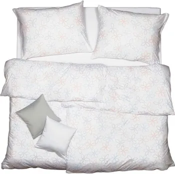 Povlečení SCANquilt povlečení JERSEY korálkové květy bílopastelová 140 x 200/70 x 90 cm