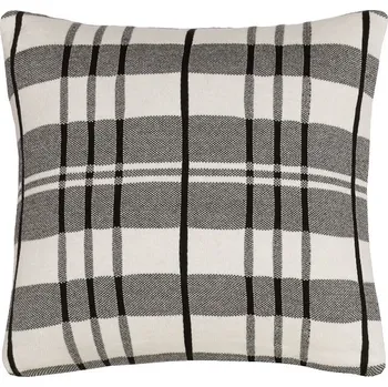 Polštář SCANquilt pletený povlak DESIGN káro pruhy smetanovočerná 45 x 45 cm