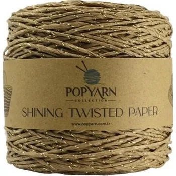 Příze POPYARN Papírová příze Shining twisted paper B512 - hnědá, 250g 255m