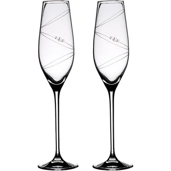 Sklenice BOHEMIA CRYSTAL Sklenice na sekt flétny přátelská souprava Ring - 2 ks. Swarovski, 210 ml