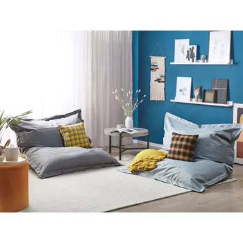 Sedací pytel Sedací vak světle šedý 140 x 180 cm Vnitřní Venkovní Dlouhodobá objemová stabilita Nízká hmotnost Beliani