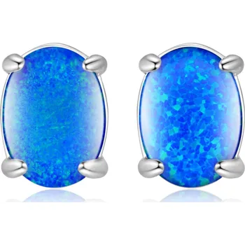Náušnice NUBIS® Stříbrné náušnice s modrým opálem - NB905-OP05