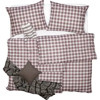 Povlečení SCANquilt povlečení KLASIK káro bílošedočervená 140 x 220/70 x 90 cm
