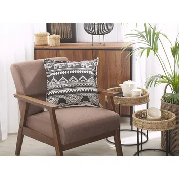 Povlečení Sada 2 dekorativních polštářů černá a bílá bavlna 45 x 45 cm čtvercová odnímatelný potah polyesterová výplň orientální styl Beliani