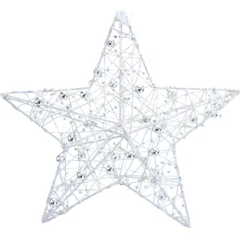Vánoční dekorace Hvězda trojrozměrná s perličkami 20 cm