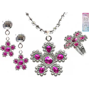 Náhrdelník Náhrdelník s prstýnkem a náušnicemi dětská bižuterie 2 druhy plast