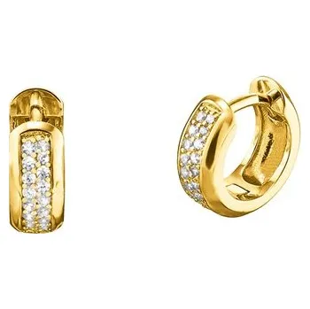 Náušnice Kruhové náušnice ENGELSRUFER zlacené se dvěma řadami zirkonů ERE-ANNA-ZI-G-CR