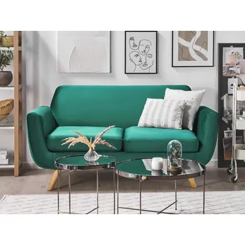 Napínací potah Náhradní potah na 2místnou pohovku zelený sametový snímatelný se zipem náhradní povlak na nábytek Beliani