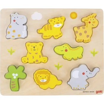 Dřevěná hračka Dřevěná vkládačka Divoká zvířáta