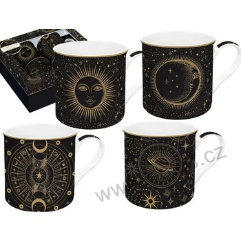 Easy Life CELESTIAL černé porcelánové hrnky noční obloha s hvězdami a planetami *ATMOSPHERE* 300ml 4 ks