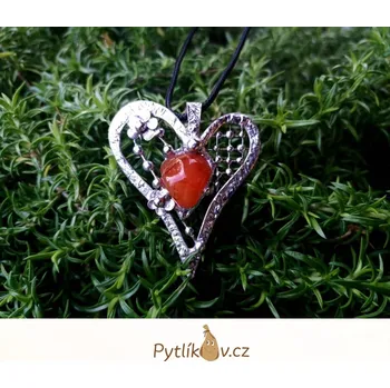 Náhrdelník Náhrdelník z cínu - karneol (Náhrdelník na krk s karneolem)