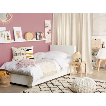 Postel Kontinentální postel z umělé kůže bílá 90 x 200 cm moderní ložnice Beliani