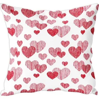 Polštář SCANquilt povlak DEKORO srdce bíločervená 45 x 45 cm