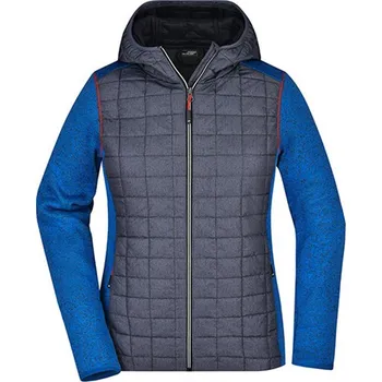 Dámská větrovka James&Nicholson Dámská hybridní bunda JN771 Royal Melange-Anthracite Melange L