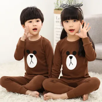 Čína Barevná dětská pyžama Varianta: Hnědá, medvěd, Věk: 6T