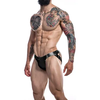 Pánské erotické prádlo Cut4Men Jockstrap Desire Black Leatherette Velikost S