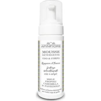 Odličovač Apinfiore Mousse Detergente Viso E Corpo, Miele, Propoli, Camomilla | Čístící a odličovací pěna na obličej a tělo s medem, propolisem a heřmánkem 150 ml
