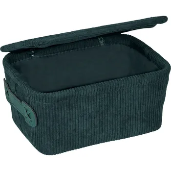 Úložný box Úložný košík do koupelny s víkem ANELA, 14 x 19 cm, zelený, WENKO