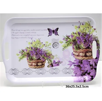 Queen Isabell Collection Plastový tác Levandule s motýlem - 36*25,5*2,5 cm