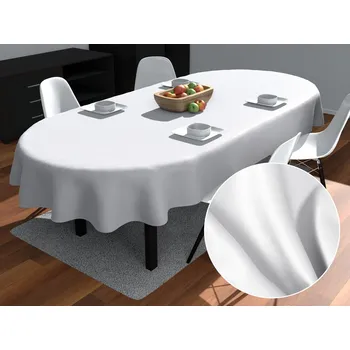 ubrus Oválný bavlněný saténový ubrus ST-001 Bílý 100x140 cm