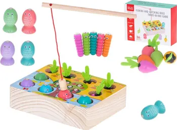 Dřevěná hračka Magnetická hra na chytání hmyzu a zeleniny 16 x 12 x 4 cm