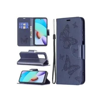 Pouzdro na mobilní telefon Knížkové pouzdro Redmi 10 - motýlci tmavě modří