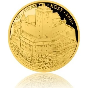Hrad Kost - zlatá mince z cyklu Hrady České republiky - špičková kvalita - Proof