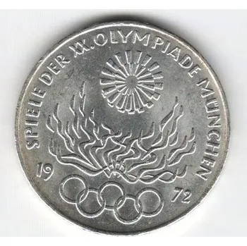 Stříbrná pamětní mince LOH Mnichov-Olympijský oheň, b.k., rok 1972