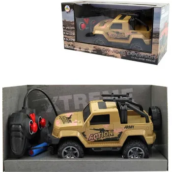 autodráha RC Auto Jeep vojenský na vysílačku 27MHz na baterie 2 barvy Světlo