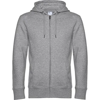Pánská mikina B&amp;C Unisex mikina na zip WU03K Heather Grey 4XL