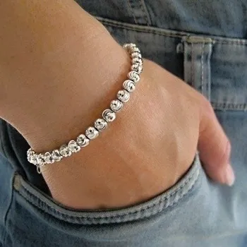 Náramek Luxusní stříbrný náramek kuličkový 5mm 6,40g Rhodium Stříbro 925/1000