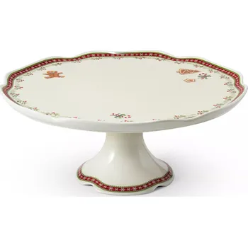 Talíř Leander vánoční porcelánový dortový talíř na noze 28 cm Perníčky