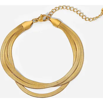 Náramek ORNAMENTI Pozlacený náramek Triple Snake gold