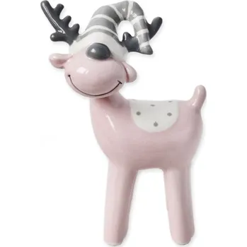 Vánoční dekorace Sob keramika 14cm růžová