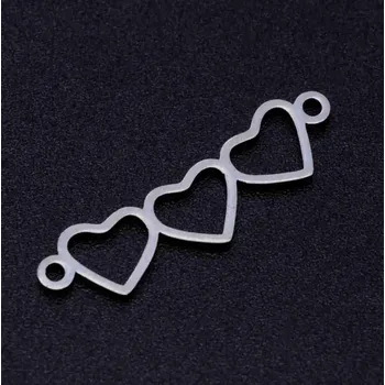 Dětské navlékací korálky Pro Háčkování Mezidíl spojená srdce 25 x 7 mm ocel