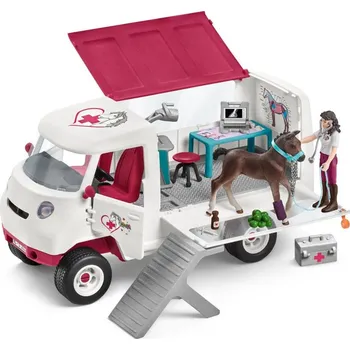 domeček pro figurky Schleich 42439 Mobilní veterinární klinika s klisnou a ošetřovatelem
