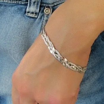 Náramek Dámský stříbrný proplétaný náramek 6mm Rhodium 5,80g 18cm Stříbro 925/1000