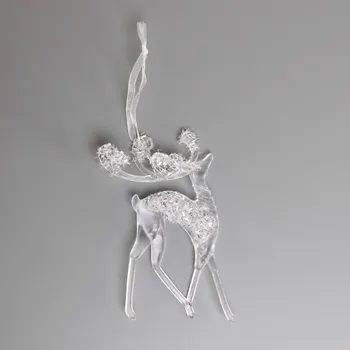 Vánoční dekorace Jelen závěs pvc 14cm čirý/gliter (774597)