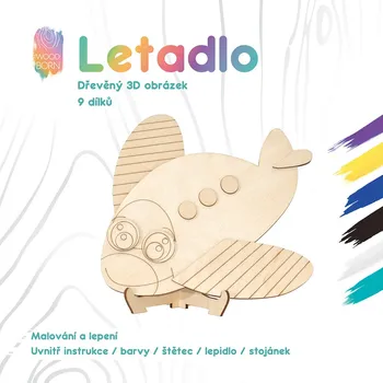 Dřevěná hračka Letadlo - Dřevěná 3D omalovánka