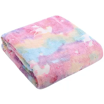 Dětská deka Emba Trade Svítící deka Unicorn 150 x 200 cm růžová