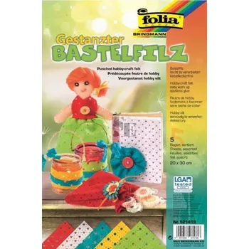 Kreativní sada Filc 20x30 mix 5ks děrovaný se srdíčky a kytkami, Folia