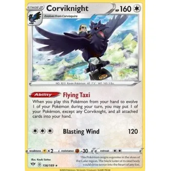 Sběratelská karetní hra Pokémon DAA 156/189 Corviknight - Darkness Ablaze Stav: Near Mint, Verze: HOLO