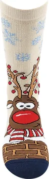 pánské ponožky BOMA Vánoční ponožky se sobem Rudy smetanové 27-34