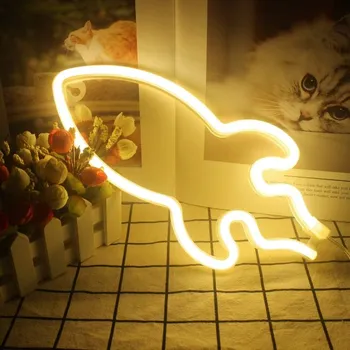 Svítilna ACA DECOR Neonová lampička - Raketa, žlutá barva